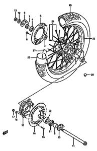 DR350 Rear wheel complete assy