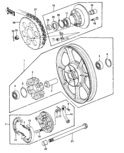 KZ1000 Rear wheel / hub / brake / chain
