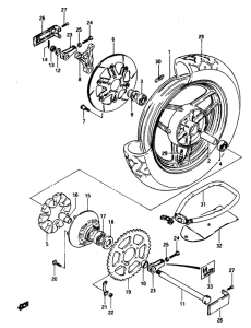 GS1150 Rear wheel complete assy