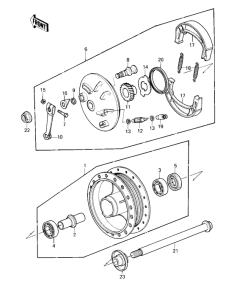 KZ250 Front hub / brake