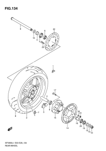 SFV650 Rear wheel complete assy