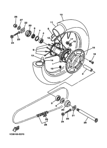 YZ250 YZ250W1 Rear wheel complete assy