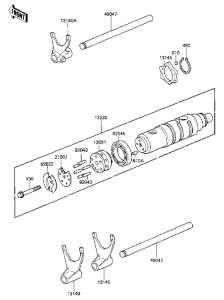 ZN1300 Gear change drum & forks