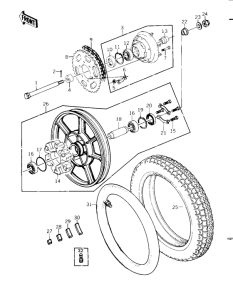 KZ1000 Rear wheel / tire / hub / chain