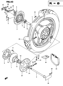 GSX750 Rear wheel complete assy