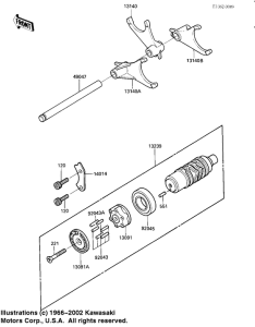 ZX900 Gear change drum & forks