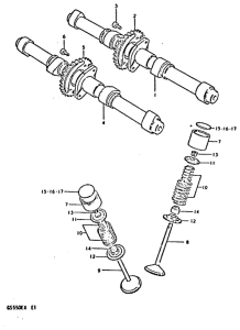 GS550 Распределительный вал-клапаны