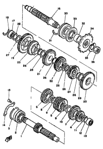 RD350LC Трансмиссия