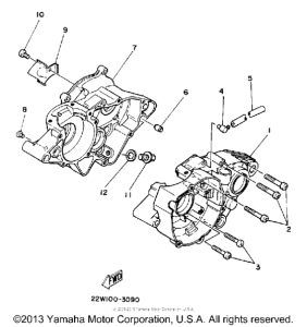 YZ80D Картер двигателя