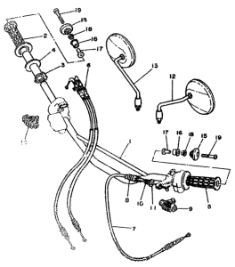 XT350 Steering handle. cable
