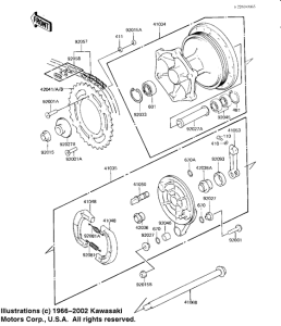 KX125 Rear hub / brake / chain