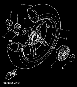 YQ50L Rear wheel complete assy