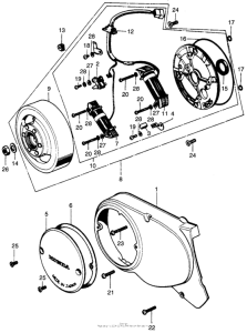 SL70 Left crankcase cover + alternator k1