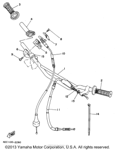 WR250Z Steering handle - cable