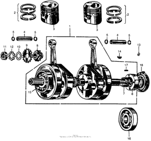 CB72 Коленчатый вал и поршни