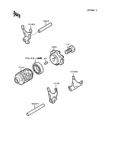 KX125 Gear change drum & forks