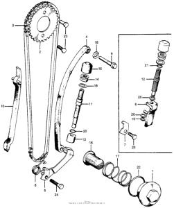 CL100 Cam chain tensioner + oil filter screen