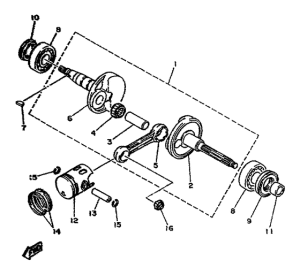YA50R Коленчатый вал и поршни