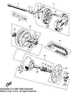 KE100 Rear hub / brake / chain