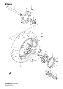 GSX-R600 Rear wheel complete assy