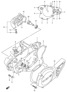 RM85 Crankcase cover- water pump