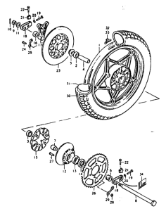 GS1000 Rear wheel complete assy