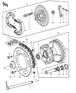  Rear hub / brake / chain