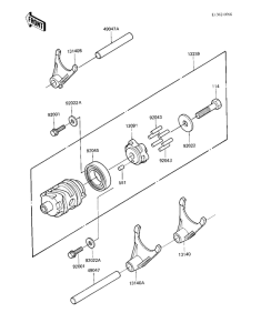  Gear change drum & forks