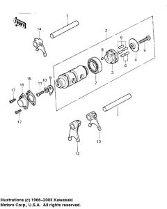 KM100 Gear change drum & forks