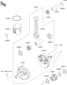 KX125 Коленвал и поршни
