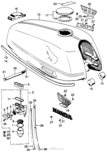 CB175 Cb fuel tank + fuel valve