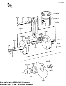 KE100 Crankshaft / piston / rotary valve