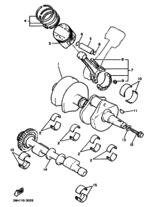 XVZ13DA Коленчатый вал и Поршень
