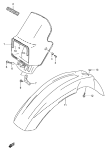 RMX250 Headlamp cover  front fender