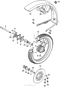 CB360 Cb360g front fender + front wheel + disc