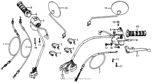 CB400 Handle lever + switch + cable