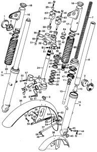 CL200 Steering stem + front fender + front fork