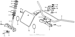 CR250R Handlebar + top bridge 83