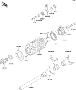 BN125 Валы и вилки переключения передач
