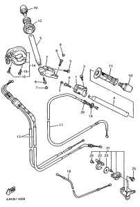 FZR600R Steering handle. cable