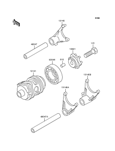  Gear change drum & forks