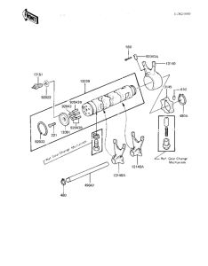 KZ550 Gear change drum & forks