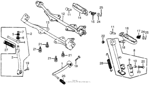 CT70 Gearshift pedal + footpegs + side stand