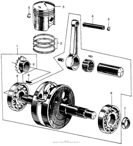 CT90 Коленчатый вал и поршни