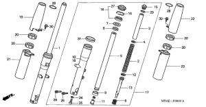 VT750C Вилка передней оси