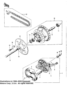  Rear hub / brake / chain