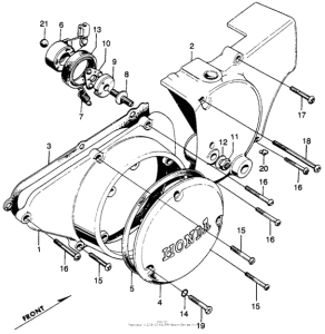 CB350 Left crankcase cover + rearcover