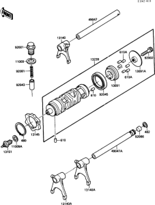EX250 Валы и вилки переключения передач