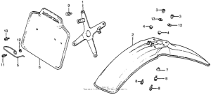 XR100 Front fender + front numberplate 81