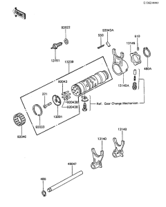 ZX750 Gear change drum & forks